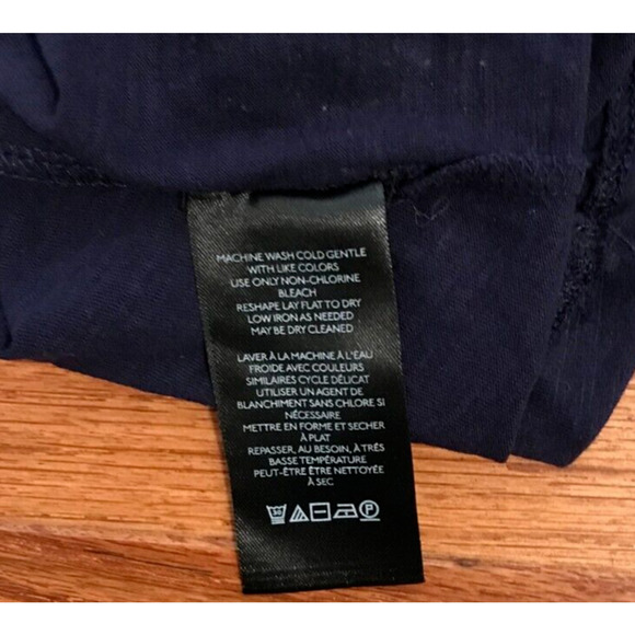 By Anthropologie Short-Sleeve Navy Ruffled V-Neck Blouse - Size Medium - Picture 7 of 7